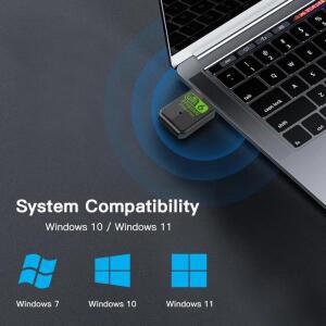 600Mbps WiFi 6 USB 무선 네트워크 카드 2.4G/5GHz 어댑터 드라이버 불필요 블루투스 5.4 PC 노트북용