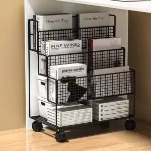 철제 카달로그 잡지꽂이 스탠드 계단식 이동식 간이