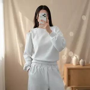 [옷자락]여성 봄용 어깨트임 맨투맨 세트 와이드밴딩팬츠