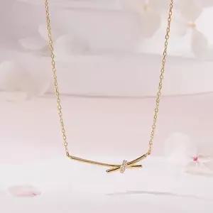 [비앤비골드]14K 엑스 크로스 큐빅링 체인 목걸이 MNN42493