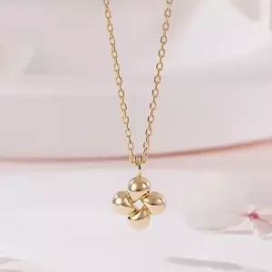 [비앤비골드]14K 물방울 크로스 플라워 체인 목걸이 MNN42487