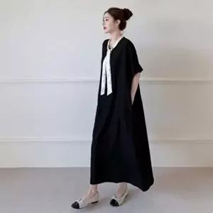 [옷자락]여자 휴양지 바캉스 시원한 린넨 반팔 롱 원피스