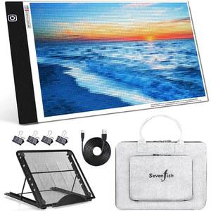 세븐피쉬 다이아몬드 페인팅 도구 A4 LED 라이트 패드, 스탠드, 핸드백, 그림 그리기, 추적, 스케치, 5D 아트 페인팅을 위한 USB 전원 초박형 밝기 조절식 보드 박스