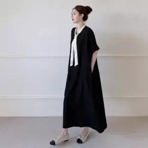 [옷자락]여자 휴양지 바캉스 시원한 린넨 반팔 롱 원피스