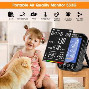 실내 공기질 모니터 포름알데히드 HCHO/TVOC 감지기, 가정용 공기질 BT-533G, 전문가용 정확한 테스터, 4-i
