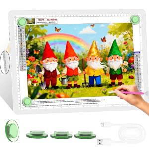 코바이반 A3 트레이싱용 마그네틱 라이트 박스, 측면 물리 버튼이 있는 충전식 다이아몬드 아트 보드, 페인팅용 3가지 컬러 모드 초밝은 패드, 제초 비닐(흰색)