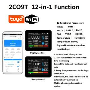 실내 공기질 모니터 12가지 기능 WiFi 온도계 습도계 WiFi(2.8인치 컬러 디스플레이 지원) Tuya Smart App