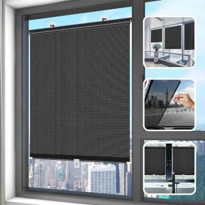 무선 암막 롤러 블라인드 접이식 햇빛 가리개 창문 커버 드릴 없이 설치 가능 가정 사무실 차량용 차양 커