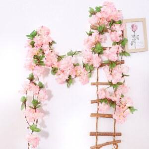 230CM 벚꽃 인공 장식 실크 배경 웨딩 화환 식물 파티 아치 포도 사쿠라 정원 나무