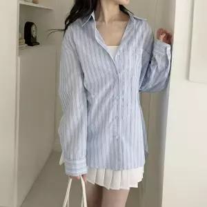 [리빌모아]여성 클래식 스트라이프 루즈핏 셔츠 DJW-SHA-SKAA9014W