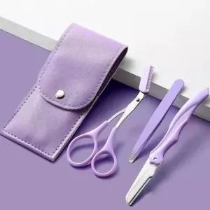3PCS/SET 눈썹 정리 세트 가위 핀셋 면도기 빗 클립 메이크업 도구