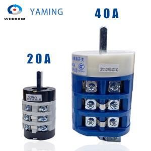 YMZ12-20A LW5D-40A 5.5N/3 전환 노브 로터리 캠 스위치 3극 실버 접점 수동 제어 전진 후진