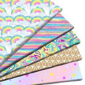 그라디언트 레인보우 스타 타이 염색 프린팅 폴리 에스터 프리 컷 소재 패치 워크 티슈 봉제 퀼팅 직물 바