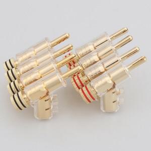 플러그 4Pcs 바나나 45도 각도 커넥터 AV 수신기 증폭기 스피커 골드 용 나사 잠금