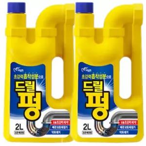 피죤 드릴펑 배수구 배수관 세정제 청소 세면대 이물질 제거 2L 2개