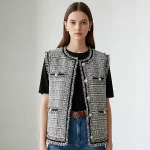 [하프클럽/리블리크]로제 프린지 트위드 베스트_RF2VE002