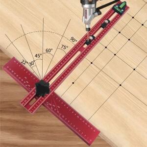 조정 가능 2in1 드릴링 포지셔닝 눈금자 알루미늄 스틸 캐비닛 하드웨어 지그 서랍 문짝 홀 템플릿