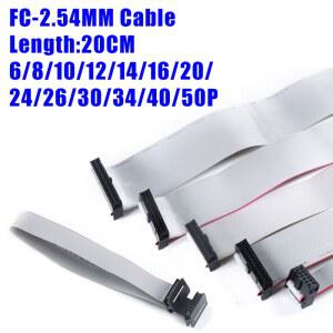 1PCS 2.54MM 피치 FC-6/8/10/14/16/20/40/50 핀 20CM JTAG ISP 다운로드 케이블 DC3 IDC 박스 헤더 용 회색 플랫 리본 데이터