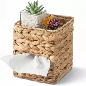 브라이트로우 워터 히아신스 티슈 박스 커버 수납 트레이 라탄 위커 홀더 책상 나이트스탠드 욕실용 보호