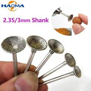 오목한 모양의 다이아몬드 그라인딩 헤드 Burrs Bit 2.35/3mm Shank Jade Stone Dremel 로타리 도구 용 조각