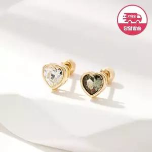 [비앤비골드] 당일발송 14K 뮤트 베젤 4mm 하트 큐빅 피어싱 한쪽 JAE42447