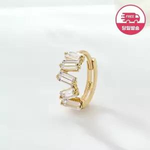 [비앤비골드] 당일발송 14K 지그재그 바게트 큐빅 링 피어싱 한쪽 JAE42482
