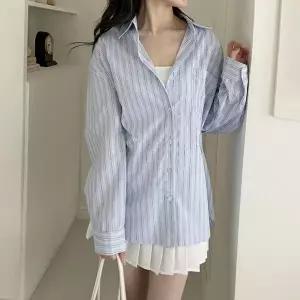 [리빌모아]여성 클래식 스트라이프 루즈핏 셔츠 DJW-SHA-SKAA9014W