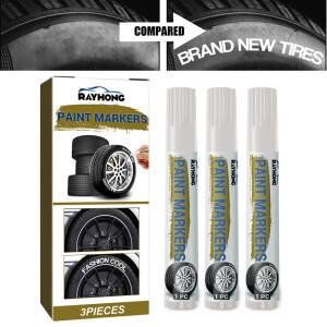 3개입 화이트 방수 타이어 마커 펜  건조 자동차 휠 영구 오일 페인팅 마크 DIY 그래피티 레터링용