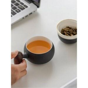 뚜껑 포함 도자기 찻잔 차수 분리 머그컵 다도용 티컵
