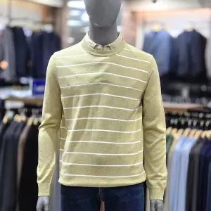 [런던포그]춘추 베이지 가로줄 레이어드 셔츠니트