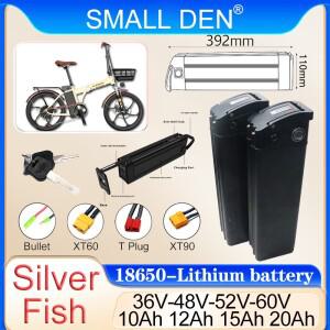 36V 48V 52V 60V 실버 피쉬 10Ah 리튬 배터리 팩 (BMS 포함) 250W-1800W 접이식 전동 이륜차 타입 00 쉘용