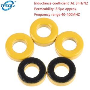 T37-6 철 분말 코어 9.5x5.2x3.3mm AL = 3.0nH/N2 8.5uo 분진 페라이트 Toroid 코팅 옐로우 그레이