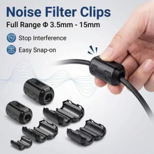 10Pcs 3.5/5/7/9/13/15mm 링 코어 페라이트 비드 클램프 초크 코일 EMI RFI 노이즈 필터 클립 스냅 케이블