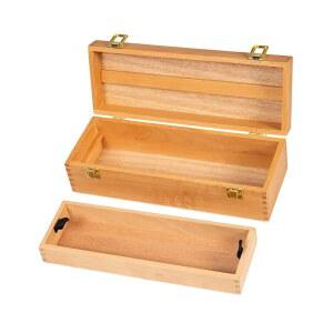 잠금 걸쇠가 있는 DJAR 다기능 아티스트 도구 상자, 브러시, 연필, 지우개, 용품 보관 정리함, 내추럴을 위한 탈착식 트레이 나무 아트 상자