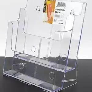 투명 아크릴 2단 서류 거치대 카탈로그 팜플렛 홍보물 진열 꽂이 케이스