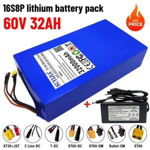60V 32Ah 1000-3000W 고출력 18650 신형 리튬 배터리 16S8P 팩 다양한 운송 차량