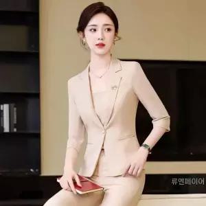 빛채운 여름 오피스룩 여성용 세트 작업복 중소매 매니저 정장 숍 스몰 주얼리 우먼 OPH2