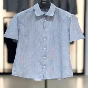 [바쏘옴므]핀 스트라이프 스트레치 스판 반팔 셔츠 BSZ2TT54A BU_SC