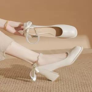 여성 메리제인 스트랩하이힐 통굽 웨딩슈즈 신부구두