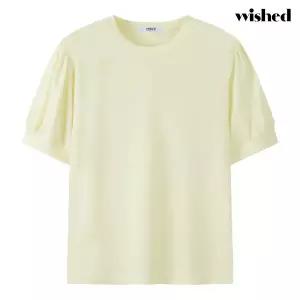 [위시드]베이직 라운드 소매 셔링 반팔 티셔츠 (WIDBTS011)