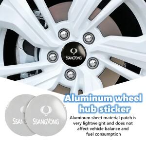 쌍용 렉스턴 Y400 G4 2021 카이런 로디우스 티볼리 용 4개 56mm 알루미늄 자동차 로고 휠 센터 캡 허브캡