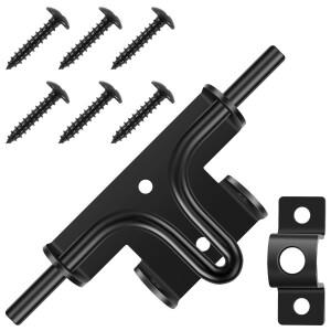 문짝 래치 잠금 다리미 볼트 슬라이딩 장치 블랙 게이트 야외 문 창고 헛간 캐비닛용 나사 포함