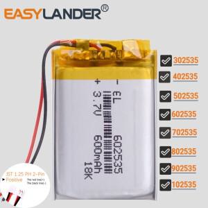 JST1.25 2P 302535 충전식 리튬 이온 폴리머 배터리 Lipo