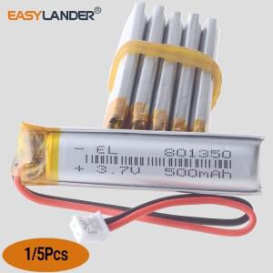 실리콘 와이어 801350 CE+Rohs JST 2.0 2P 3.7V 500mAh 리튬 폴리머 이온 배터리 Lipo