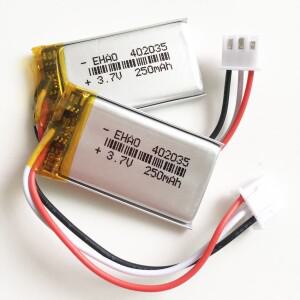 3.7V 250mAh 리튬 폴리머 Lipo 충전식 배터리 셀 402035 + MP3 GPS 헤드셋 레코더용 JST XHR 2.54mm 3핀 플
