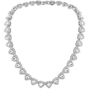 SOFPLATE 1박스 15.83인치 / 40.2cm 실버 다이아몬드 목걸이 테니스 크리스탈 테니스 체인 하트 샤인 큐빅 지르코니아 유리 라인스톤 아이스 아웃 레이어드 합금 목걸이 파티 프롬 선물 코스튬 DIY 장식