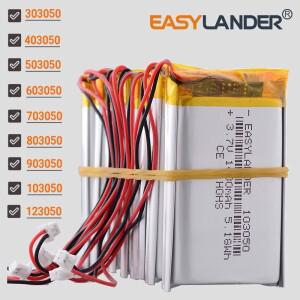 10개/몫 JST1.25 2P 3.7V 1400mAh 103050 리튬 폴리머 배터리 Lipo
