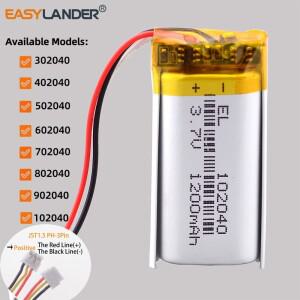 JST1.5mm 3Pin 902040 3.7V 1000mAh 충전식 리튬 이온 폴리머 배터리