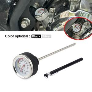 블랙/실버 바이크 오토바이 연료 탱크 캡 M20x2.5 오일 온도 게이지 35MM (117MM 프로브 포함) 0-200 포인