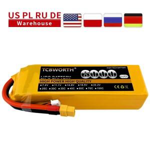 RC 장난감 LiPo 배터리, 4S 14.8V 6000mAh 25C 35C 60C 비행기 쿼드로터 헬리콥터 드론 자동차 보트 리튬